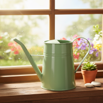 položky Vintage kovová konvice na zalévání do interiéru, mátově zelená, 1,7 l, dekorativní váza, retro design, V 23 cm