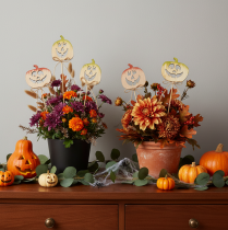 položky Dekorativní dýně s obličejem Halloweenská dekorace, 31 cm, 12 kusů
