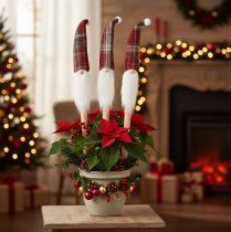 položky Vánoční ozdobné elfské kolíky, Santa Claus s plstěnou čepicí, 58 cm, 6 kusů