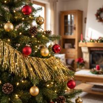 položky Tinsel Gold Světle zlatý stromeček závěsný vánoční L50cm