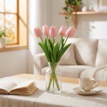položky Umělé květiny tulipán růžový, jarní květina 48cm svazek 5 ks