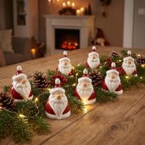položky Keramická figurka Santa Clause, červená a bílá, 6,4 cm – Slavnostní vánoční dekorace – 6 ks