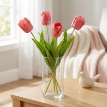 položky Tulipán umělá květina červená, oranžová umělá jarní květina V67cm