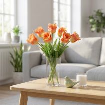 položky Umělá květina, papoušek tulipán oranžový, jarní květina 63cm
