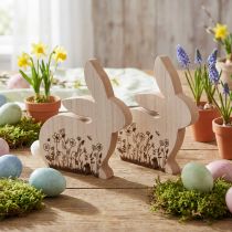 položky Zajíček Wood Sedící květinový vzor Natural White 24×24cm 2 ks
