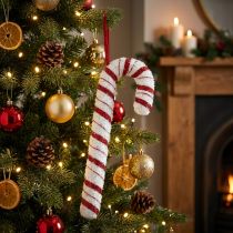 položky Deco Candy Cane Christmas Red White Striped H34cm