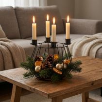 položky Svícen kovový šedý síťovaný koš Adventní věnec Ø14cm