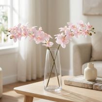 položky Umělé orchideje Světle růžové umělé květiny Real Touch 58cm 2ks