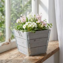 položky Dřevěný květináč shabby chic šedý 19x19x15,5cm