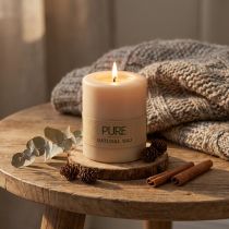 položky PURE Pillar Candle Beige Wenzel Candles Light Brown 90/70mm