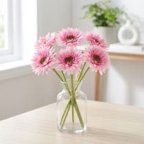 položky Umělé zahradní květiny gerbery, růžové, 47 cm, 6 kusů