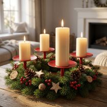 položky Zásuvný svícen červený Ø9cm 4 ks