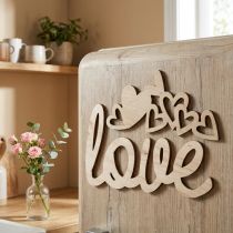 položky Srdíčka "Love" dřevěná dekorace přírodní s magnetem dekorace znak 20,5/25cm 6 kusů