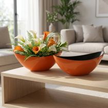 položky Moderní mísa ve tvaru lodičky v oranžové barvě – 39 cm – Všestranné využití k dekoraci a osázení – 2 kusy