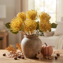 položky Umělý jehelníček Protea Leucospermum žlutý 30cm 6 ks