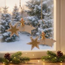 položky Anděl na padající hvězdě, vánoční dekorace na zavěšení, adventní bílá, zlatá V13cm Š21,5cm 2ks