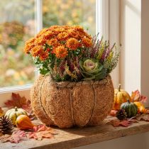 položky Dýňový květináč s fólií, podzimní dekorace, oranžový, Ø18cm, V15cm