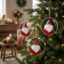 položky Vánoční ozdoba trpaslík Santa Claus kovový Ø16cm 3ks