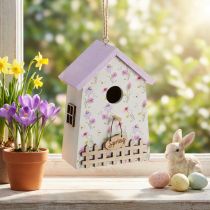 položky Jarní dekorace Birdhouse Lila White H11cm 3 ks