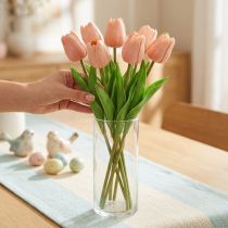 položky Umělé tulipány Real-Touch broskvově růžové 38cm svazek 7 ks