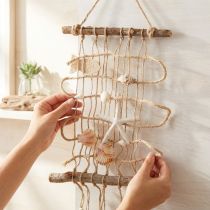 položky Jutová rybářská síť s mušlemi, námořní nástěnná dekorace 25×55cm