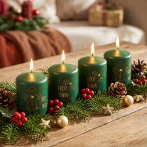 položky Zelené vánoční svíčky, sada 4 kusů, Ø5cm, V6cm, adventní dekorace