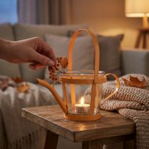položky Lucerna skleněná dekorativní konev kovová oranžová Ø14cm H13cm