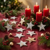položky Kokosová hvězda bílá šedá 5cm 50ks Adventní hvězdy rozptýlená dekorace