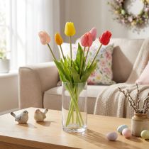položky Kytice umělých tulipánů, barevná, realistická dekorace, vysoká kvalita pro domácnost, 43 cm, 7 kusů