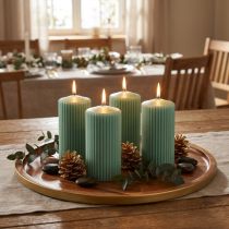 položky Pillar Candles Green Emerald Grooved Candles 70/130mm 4 ks