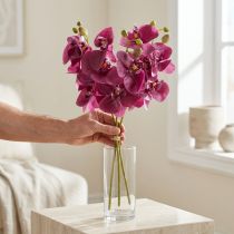 položky Umělé orchideje fialové umělé květiny jako skutečné 56cm 3 ks