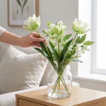 položky Umělý květ papoušek tulipán umělý tulipán zelený bílý 69cm
