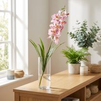 položky Umělá orchidej Růžová Bílá Umělá květina Orchidej 73cm