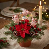 položky Deco prasátko Christmas lucky pig flower plug 4ks