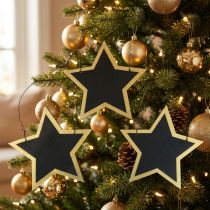 položky Dřevěné hvězdičky černé zlaté ozdobné věšáky vánoční Ø15cm 8 ks