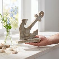 položky Kotva dřevěná, ozdobná kotva, shabby chic, bílá, přírodní, 22 cm