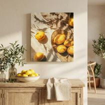 položky Citronová nástěnná dekorace, letní dekorace, středomořský nádech, dřevěný rám, 40x60cm, nástěnná dekorace do obývacího pokoje