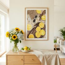 položky Nástěnná dekorace "Čas sladkých citronů" - Letní obraz s limonádou a slaměným kloboukem, 40x60cm v dřevěném rámu