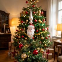 položky Topper na stromeček skleněný Santa Claus Topper na vánoční stromeček 34cm