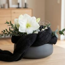 položky Dekorativní vlna, vlněná šňůra, plstěná vlna pro kreativní tvoření a floristiku, 2 m, černá