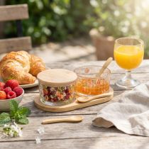 položky Sada tapas s broskvovým džemem ve sklenicích na tácku 20×10×6,5 cm
