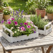 položky Květinový truhlík Shabby Chic truhlík na rostliny dřevo bílý 38/31 cm sada 2 ks