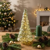 položky Mini vánoční stromeček s LED osvětlením zeleno-zlatý 28 cm