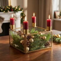 položky Svícen Adventní zrcátko na náplň zlato 15×15×10,5cm
