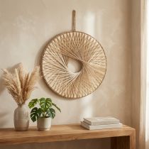 položky Boho nástěnná dekorace dřevěný kroužek z přírodního konopí Ø40cm