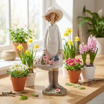 položky Dekorativní figurky zahradníka, dekorativní žena s květinami, bílo-růžová, V21cm