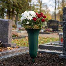 položky Vázy na hrob Plastová dekorace na hrob Tmavě zelená H31cm 5ks