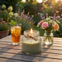 položky Vonná svíčka ve skle Citronella svíčka olivově zelená H11,5cm