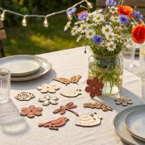 položky Bodová dekorace květiny zvířátka mix letní dekorace B3–4cm 72 ks