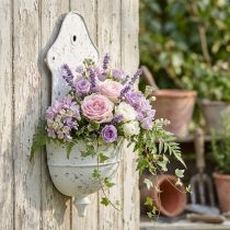 položky Nástěnná mísa Shabby Chic Kovová půlkulatá bílá 24cm×10cm×47cm